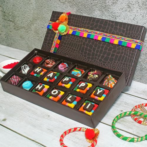 Image of Velvet Fine Chocolates Color Splash box 18 Assorted Chocolates Holi Gift Pack for Kids, Family, Friends, Employees