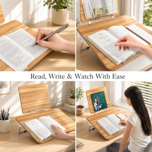 Image of Sunchhaya New Book Stand for Reading, Writing, Painting and Used As Laptop Stand for Desk, 360 Degree Rotatable Multi-Functioal Book Reading Stand Adjustable Height-Angle (BG-5LW)