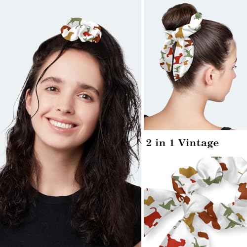 Image of Women's Working Caps Bouffant Surgical Cap with Bow Scrunchies Little Daisy Art Paint Ponytail Holder Tie Back Scrub Hat