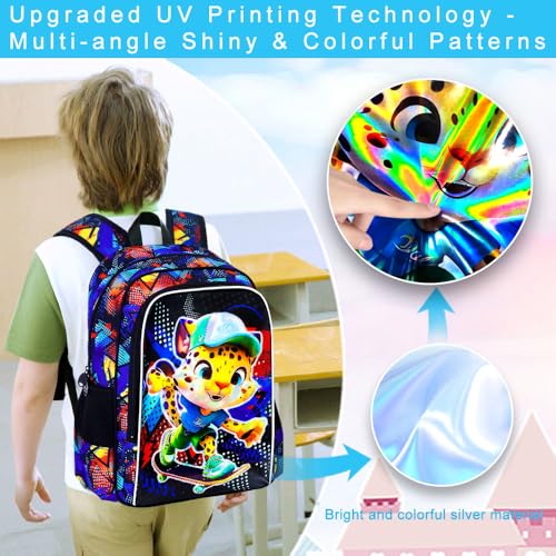Image of 3PCS Dinosaur Backpack for Boys, 16 Inch Kids Water Resistant Preschool Elementary Kindergarten Bookbags and Lunch Box | Kids