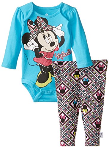 Disney Baby Girls' Minnie Mouse Creeper and Legging Set, Parasailing Blue, 9 Months