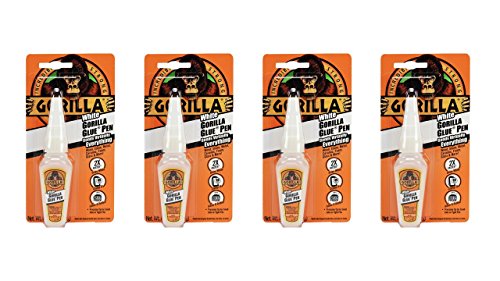 Gorilla White Glue Pen, Waterproof, .75 ounce Precision Tip Bottle, White, (Pack of 4)