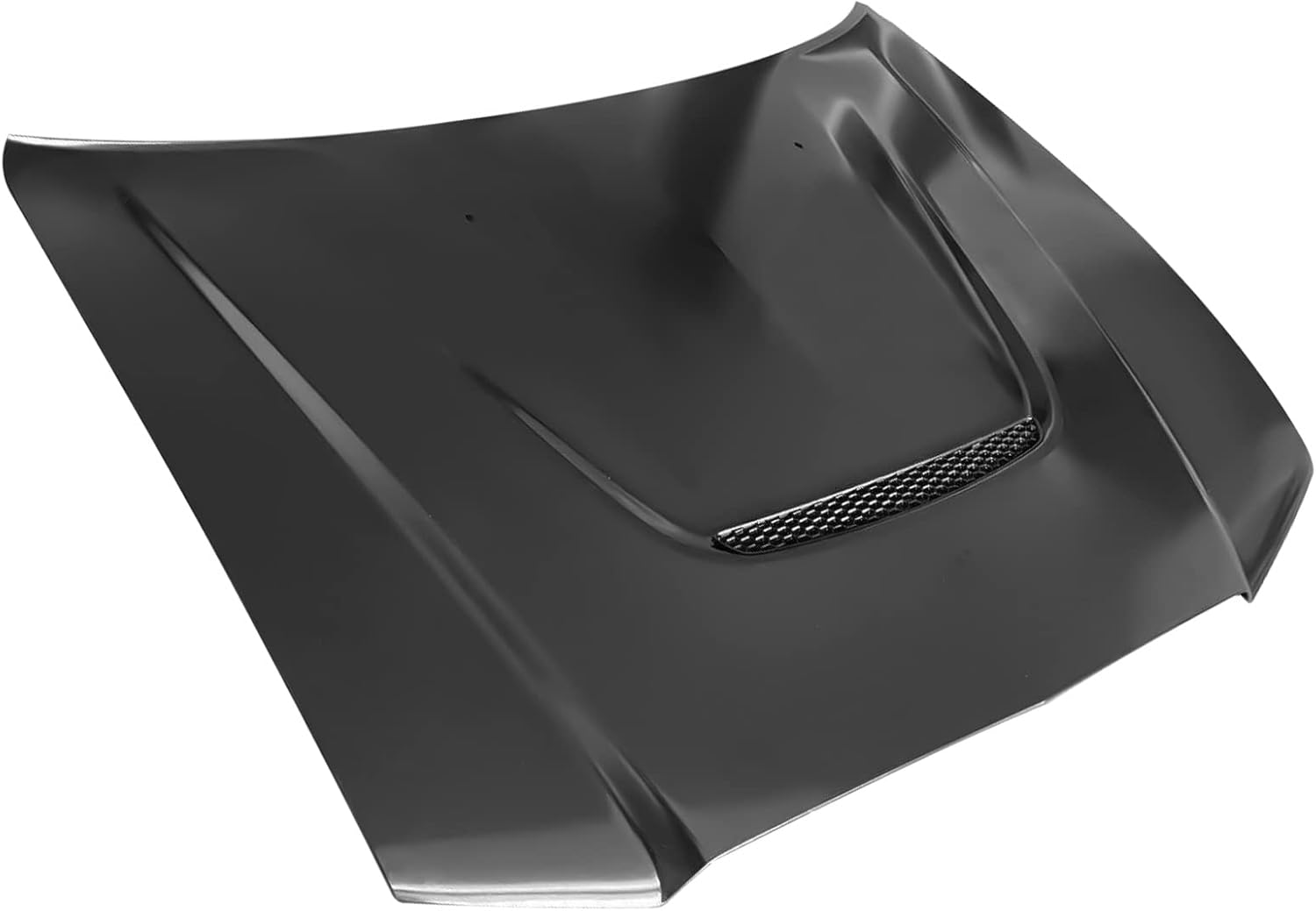IKON MOTORSPORTS, Hood Compatible with 2011-2014 Dodge Charger, Unpainted Black Aluminum 2013-2014 SRT 392 Style Front Vehicle Body Hood Panel Replacement with One Scoop