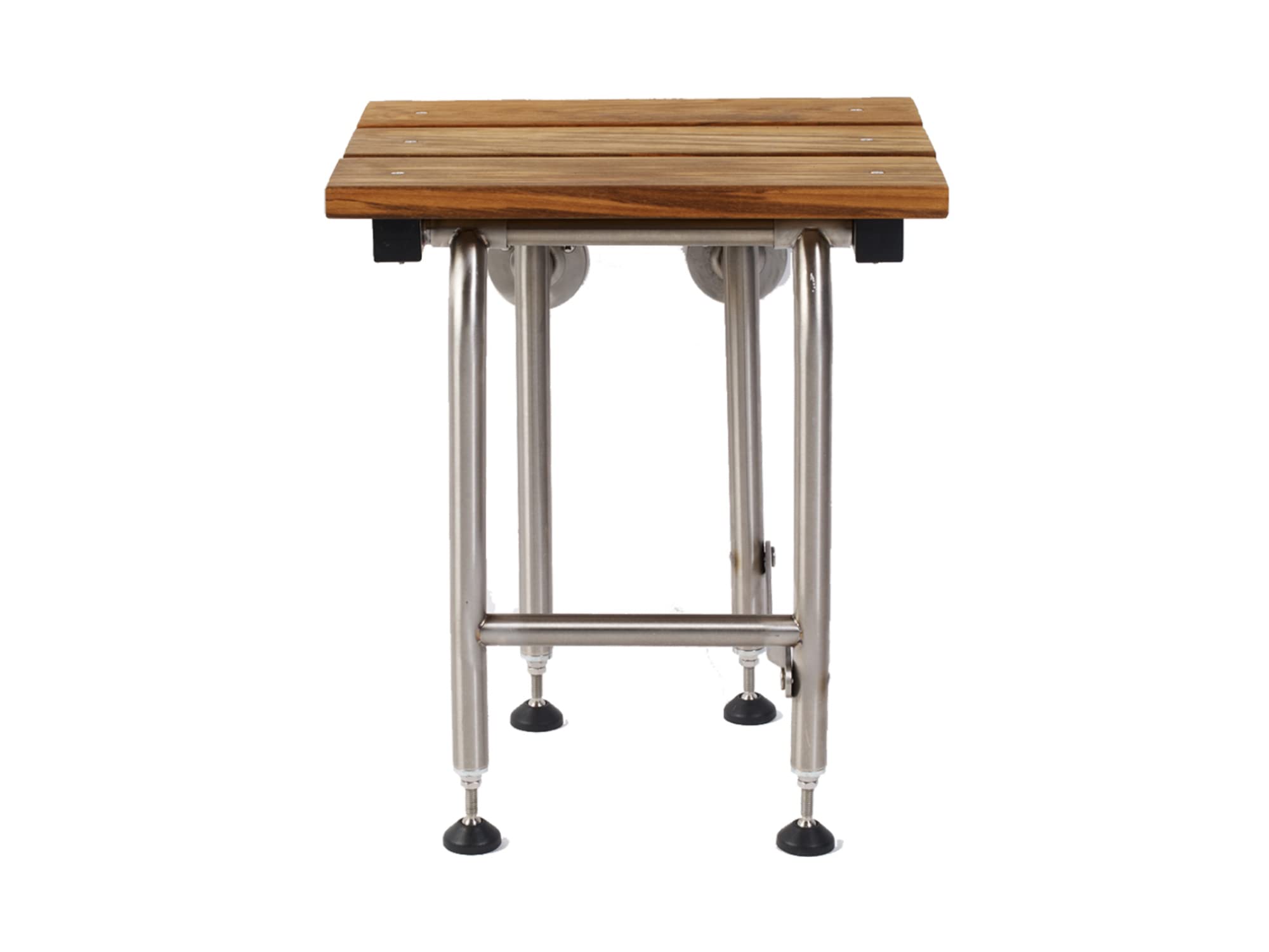 Teak Shower Bench with Legs | Folding Shower Chair for Elderly and Disabled, ADA Folding Shower Seat Wall Mounted Holds Upto 400lbs | 304 Stainless Steel Teak Shower Stool | 18