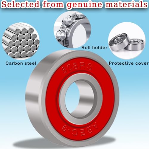 20Stück Kugellager 608, Kugellager 8x22x7mm, ABEC-9 608 2RS Doppelt Geschirmt Material aus Kohlenstoffreichem Stahl Skateboard RollenKugellager für Skateboard Roller Inline Skates