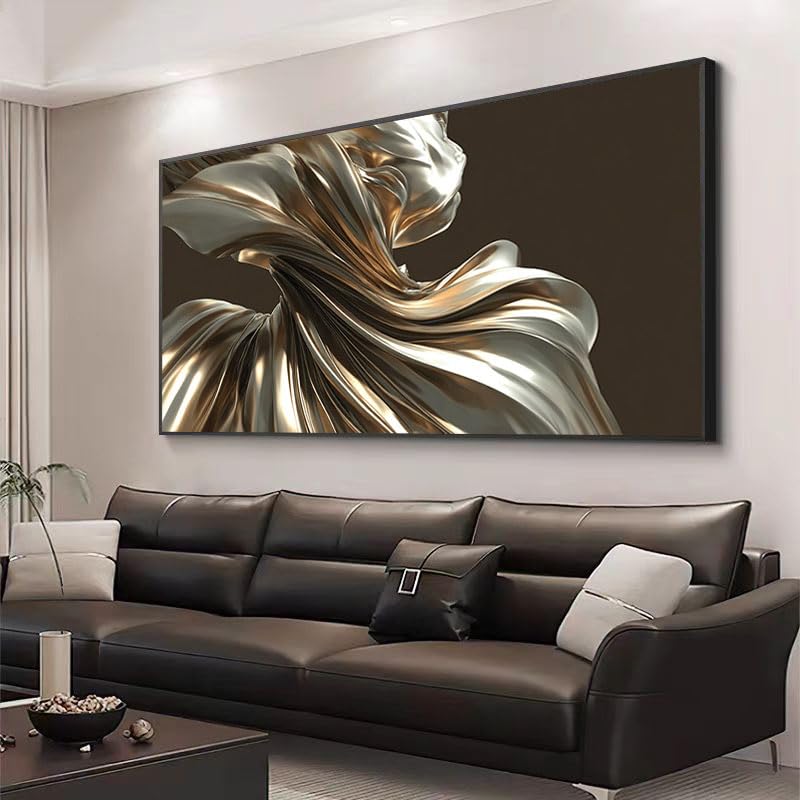 Cuadro de escultura fluida dorada para transformar el estilo de tu sala de estar 2
