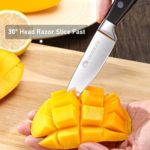 GHOSDLICH 3.5 Inch Paring Knife for Fruit 9CM Blade Peeling Knife for Cutting Fruit Forged from German Stainless Steel X50Cr15Mov Sharp Fruits Knife Full Tang Paring Knife for Kitchen Restaurant