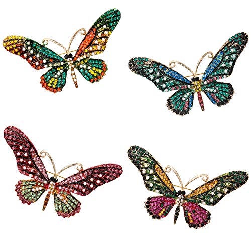 RINHOO FRIENDSHIP Vintage Butterfly Brooch Pin Rhinestones Crystal Antique Cute Animal Shape Corsages Scarf Clips Brooches for Women Girls