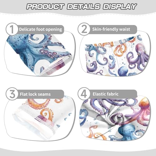 Boccsty Tentacles Colorful Octopus Girls Leggings Kids Yoga Pants Dance Active Tights 4T3