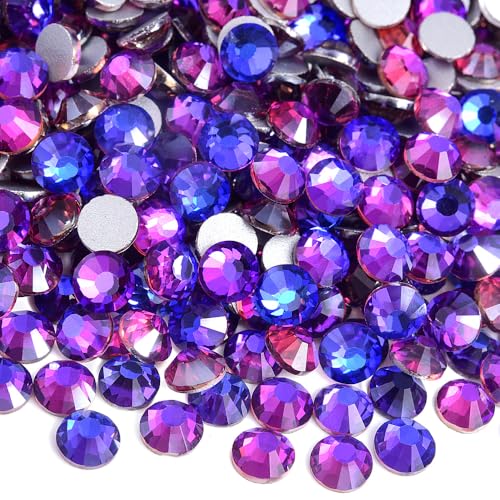 Image of 1440Pieces SS6 /1.9-2mm Flat Back Crystal Rhinestones Round Gems for Nail Art,Purple Velvet