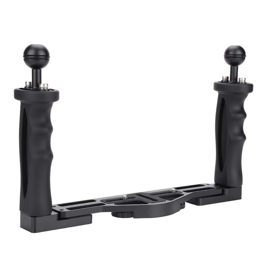 Dual Handheld Stabilisator Camera Unterwasser Handgriff Kamera Dual Handle Grip Unterwasserkamera Tray Aluminiumschale mit Zwei Griffen für Gehäusezubehör für Unterwasserkameras