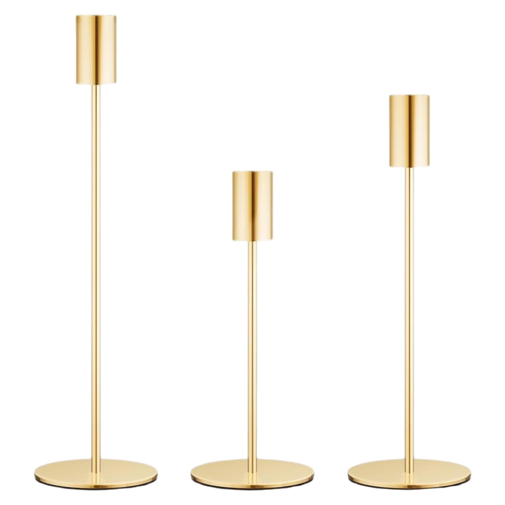 CAKEEYUM 3Pcs Gold Taper Candle Holder Vintage Metal Gold Candlestick Holders Decorative Centerpiece Candelabra Tall Candle Stand for Thanksgiving Christmas Taper Holder, Candlestick