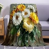 Gelb Decke Sofa Kuscheldecke Gänseblümchen 80 x 120 cm Warm Sherpa Sofa Überwurf Decke Dicke Sofadecke Couchdecke Flauschige Wohndecke für Couch