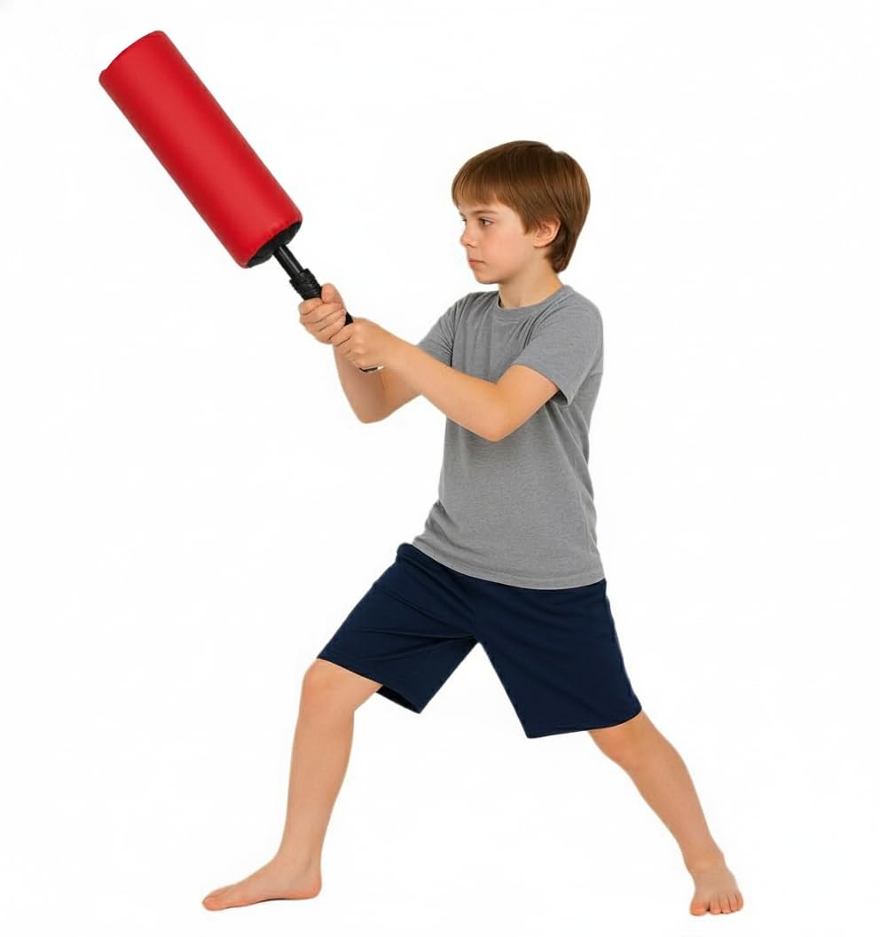 BAY Blocker 65 cm rot Schlagpolster mit Stiel Griff Box Sticks Blockierer Boxen Softstick Schaumstoff Schläger Kampfsport Basketball Blocking Pads Krav MAGA Lacrosse Schlagkissen