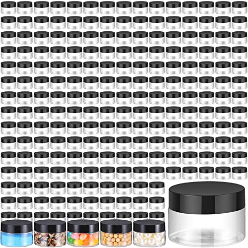 Image of Aoriher 150 Pcs Clear Plastic Jars with Lids Round Containers,1 Oz,Black