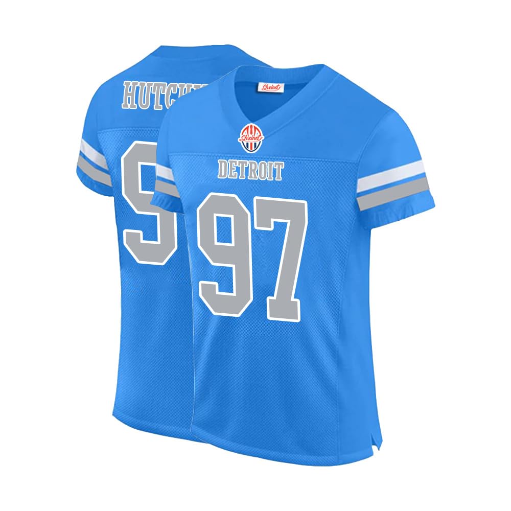 Mens/Youth Detroit Blue Football Stitched Jerseys