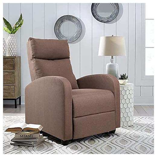 Flamaker Fabric Recliner Chair Massage Recliner Sofa Chair Adjustable Reclining Chairs Home Theater Single Modern Living Room Recliners with Thick Seat Cushion and Backrest (Brown)