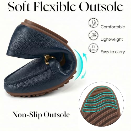 Image of HARENCE Loafers for Women Comfortable Slip On Business Work Flats Shoes Casual Driving Moccasins Penny Loafer