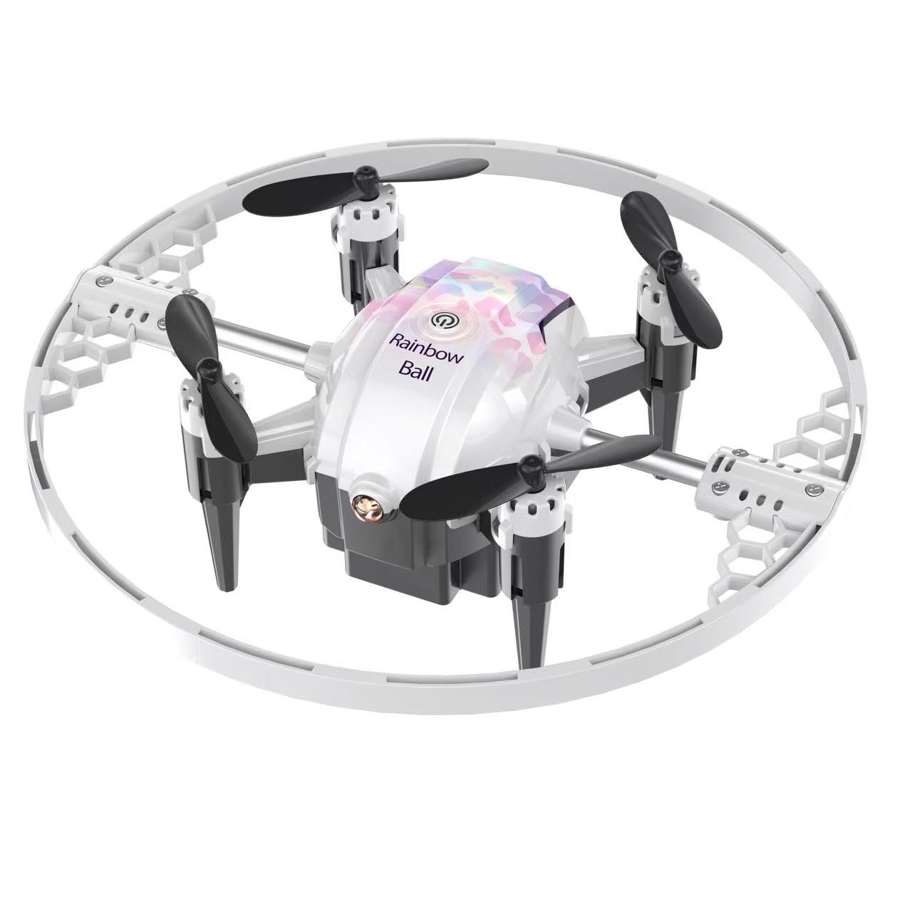 FX-41B Drone con Luci RGB, Controllo Remoto 40 Metri, Effetti 360° Rotazione - Drone LED con Illuminazione Multicolore per Interni ed Esterni (white)