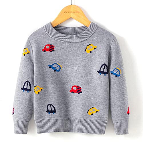Toddler Boys Girls Cartoon Cars Prints Sweater Long Sleeve Warm Blouses Pullover Crew Neck Knitted Tops for 2~7T2