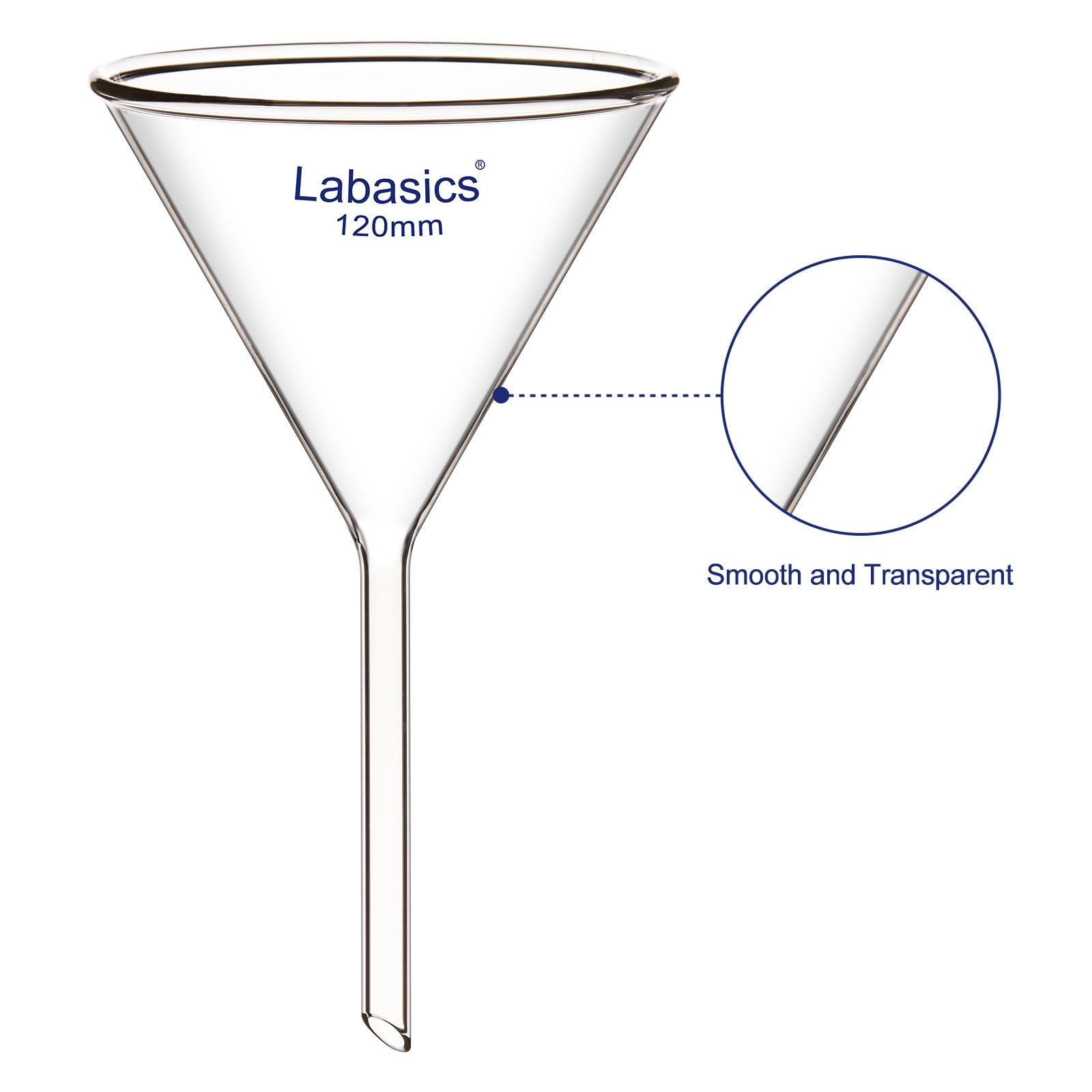 Labasics Set di Imbuti in Vetro Borosilicato, Kit per Filtrazione A Gambo Corto E Pareti Spesse per Laboratorio, Diametro 50/75/100/120 Mm, Confezione Da 4