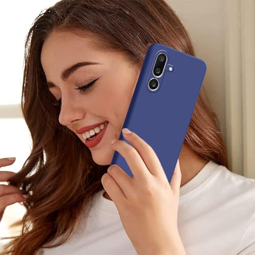 Image of amazon basics Back Cover for Samsung Galaxy M56 5G / Galaxy F56 5G | Ultra Slim Soft Rubberised Case | Matte Silicone Flexible Mobile Case | Camera Protection - Blue
