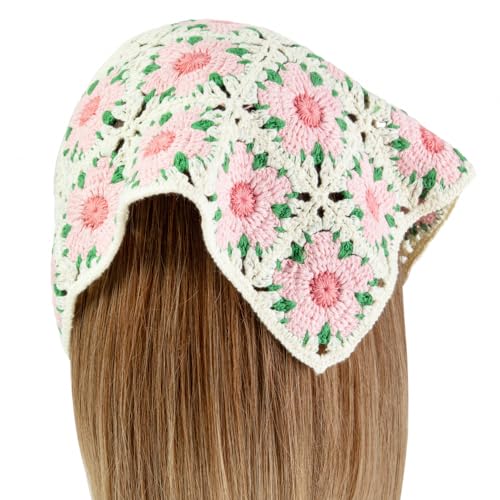 Handmade Crochet Triangle Bandana with Cute Animal Patterns Elegant Adorable Kerchief3