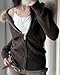 CORIRESHA Women's Vintage Faux Fur Trim Hoodie Sweater Zip Up Cable Knit Slim Y2k Cardigan Brown