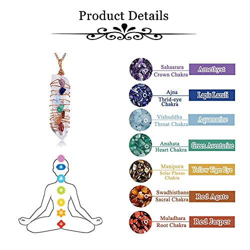 Gehecrst Natural Raw Irregular Clear Quartz Pendant Necklace Rose Gold Copper Wire Wrapped, Reiki 7 Chakra Healing Crystal Stone Chip, Handmade Women Jewelry Gift For Mom Mother’s Day Girlfriend #TOP6