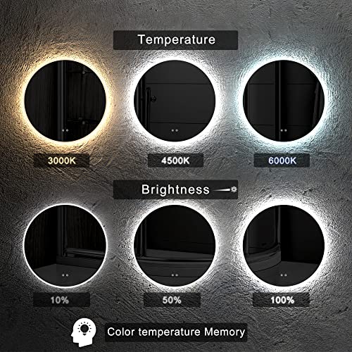 Bluhouzz Round Led Bathroom Mirror With Lights, 32 Inch Anti-Fog Front And Backlit Mirror For Bathroom, 3 Colors Dimmable Bathroom Led Mirror, Wall Mount Lighted Mirror Espejos Para Baños #TOP2