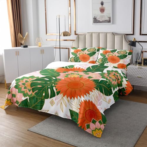 Colcha de palmeras acolchada con hojas tropicales estilo acuarela de 2 piezas 4