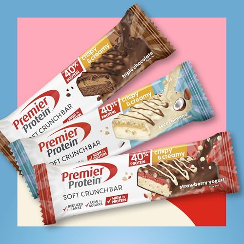 Premier Protein Soft Crunch Bar 40% Protein Coco-Almond 12x40g - Hoher Proteingehalt + Low Sugar + Palmölfrei