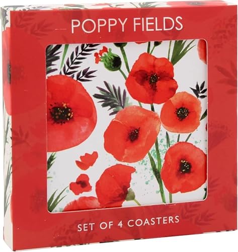 The Leonardo Collection Finola Stack Poppy Coasters Set of 4 For Office Home & Kitchen, Red/White - Image 2