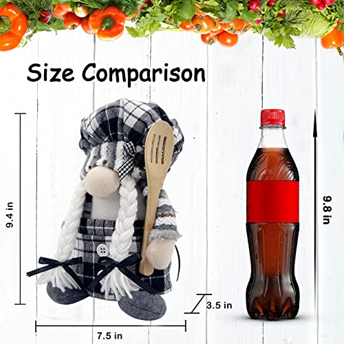 Lovinland 2Pcs Kitchen Chef Gnomes Black And White Buffalo Plaid Kitchen Bakery Decor Swedish Scandinavian Tomte Elf Baker Cooking Gnomes For Kitchen Counter Shelf Mantel Table Coffee Bar Decorations #TOP1