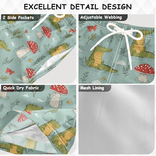 Boys Swim Trunks Alligator Mushroom Grass Toddler Swim Shorts Beach Board Shorts Swimsuit3