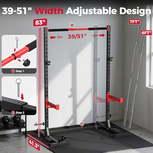 Image of FLYBIRD SR1 Squat Rack, Adjustable Power Rack for 6FT /7FT Barbells