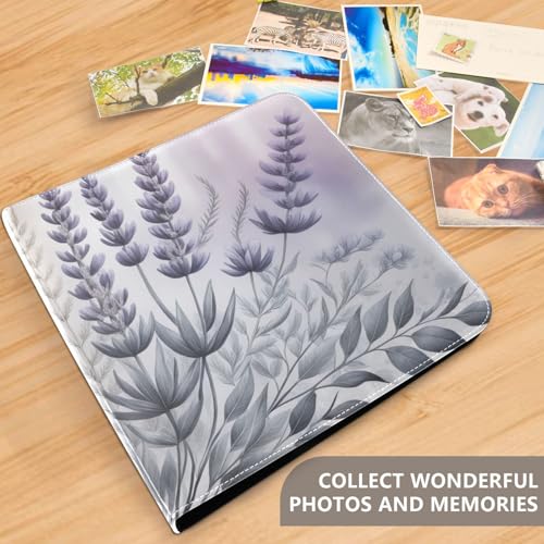 Álbum de Fotos Autoadhesivo DIY Scrapbook en color lavanda con hojas y anillos de 3 argollas, 40 páginas, 8x10 para recuerdos miniatura 5