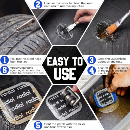 Image of Tallew 60 Pcs Heavy Duty Rubber Tire Repair Patches,2.17 x 2.17 Inch