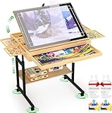 CEDARDVD Wooden Puzzle Table with Storage for 300-1500 Piece Puzzles – Adjustable Height & Tilt, Felt Cover, Metal Stand, Lockable Wheels, Perfect for Puzzle Lovers & Adults (Puzzle Table-M)