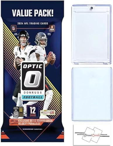 2024 Donruss Optic Football Fat Pack with 12 Trading Cards Including Toploader + Magnetic Holder + StreetCards Magnet!