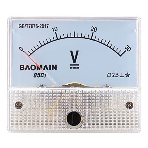 Image of Baomain Analog Voltmeter 85C1 DC 0-30V Rectangle Analog Volt Panel Meter Gauge