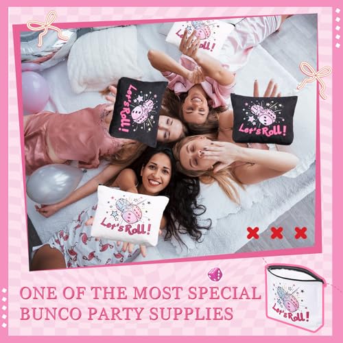 12 Pcs Bunco Gifts for Women Bunco Makeup Bags Let's Roll Dice Game Makeup Bags Casino Lover Gifts Travel Zipper Pouch Dice Game Present Birthday Present for Women Players4