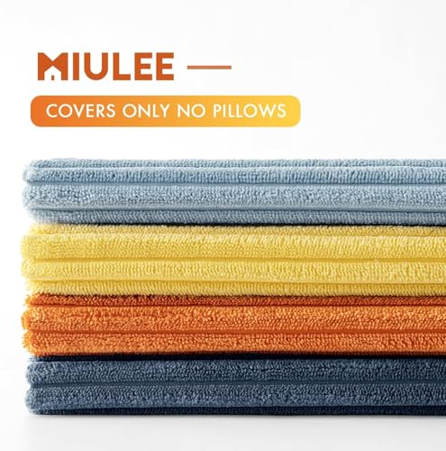 Image of MIULEE Soft Corduroy Decorative Throw Pillow Covers Blue-Orange 20x20