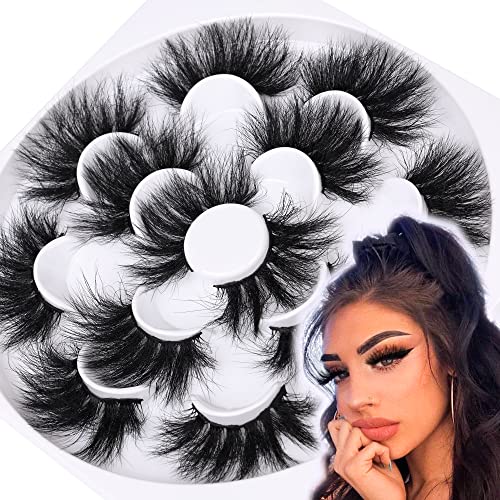 Fluffy False Eyelashes Mink Dramatic 23mm Lashes B Curl Strip Lashes Dramatic Full Volume Eye Lashes Long Length Fake Eyelashes Pack