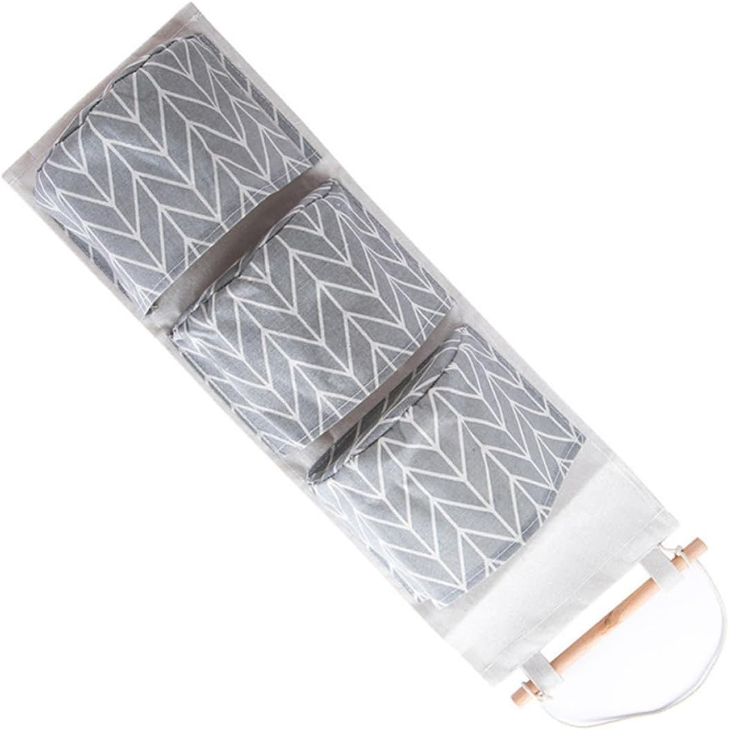 Waterproof Hanging Storage Bag with Strap, Cotton Linen Organizer