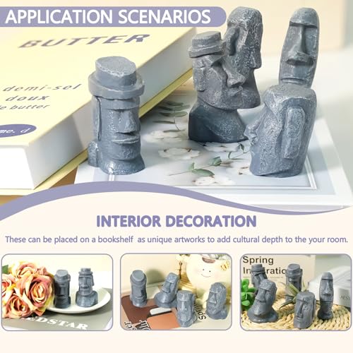 Set 8 Figuras Moai 2.5 pulg de Resina para Decoración miniatura 5