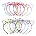 Produktbild TIMESETL Haarreif mit Katzenohren Katze Ohr Stirnband, 12Farben Plastik Katzenohren Haarreifen Haarband Katze Bogen Hairbands Verfassungs Partei Headwear für Frauen Mädchen