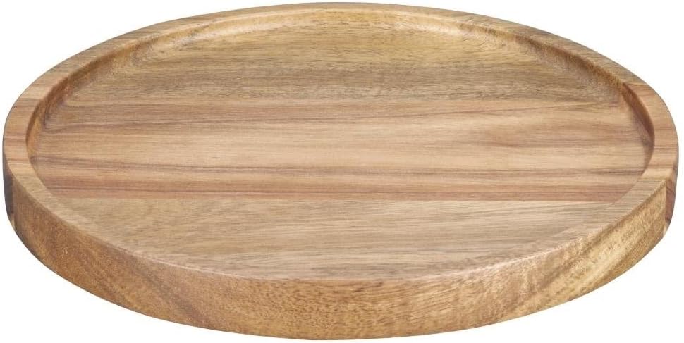 Olympia Acacia Wood Round Plates 200mm – Heavy Duty, Durable, Easy Clean, Stylish Hotel Restaurant Café Bar Bistro Food Dining Serving Platter