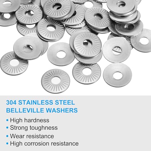 patikil 304 stainless steel flat washers 50 pack m3x10mm belleville spring disc washer conical knurled metric gasket for automotive industrial construction