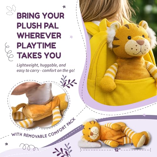 WILD BABY Microwavable & Weighted Plush Toy - Tiger Stuffed Animal for Comfort & Warmth - Soft, Heatable Plushie for Snuggles - Great for Kids, Toddlers & All Ages